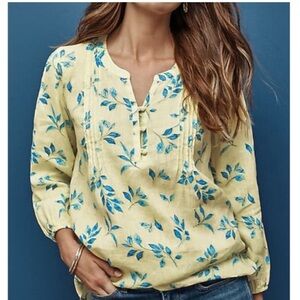 J. Jill Yellow and Blue Floral Blouse